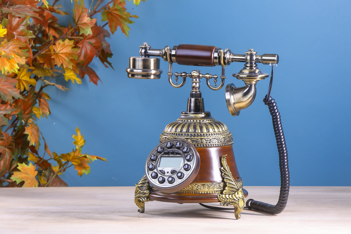 The Aviator Classic: Long Body Telephone with Brass Wings and Tactile Buttons