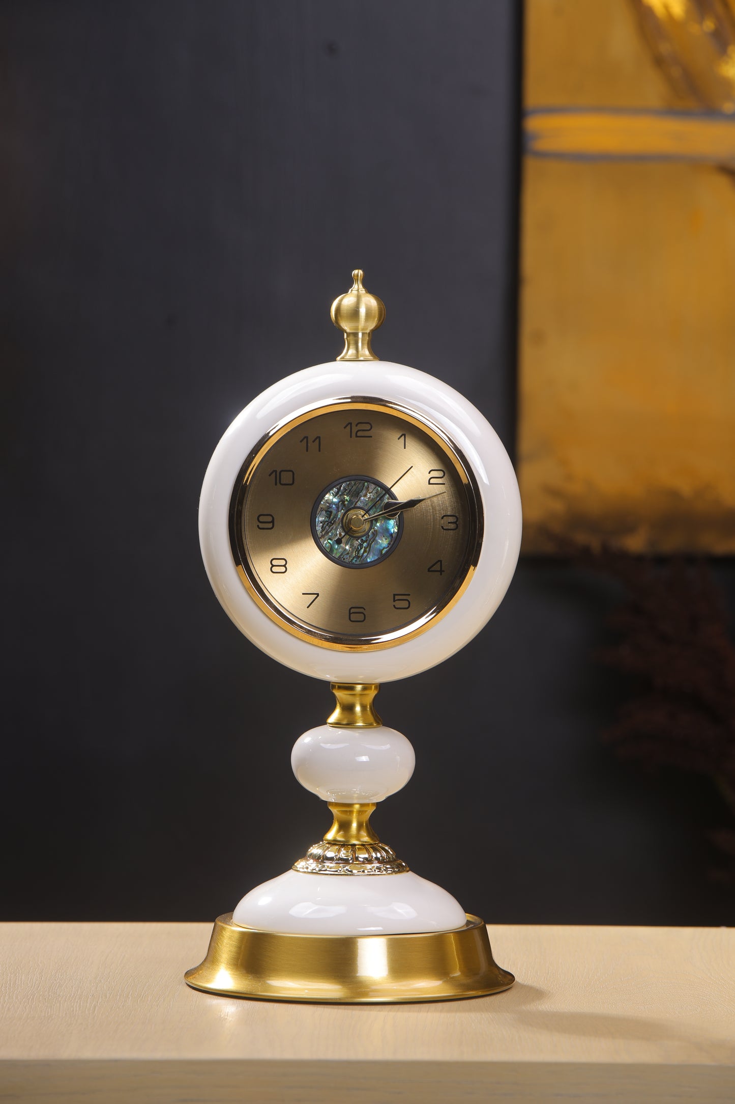 Elegant Mother of Pearl dial Table Clock