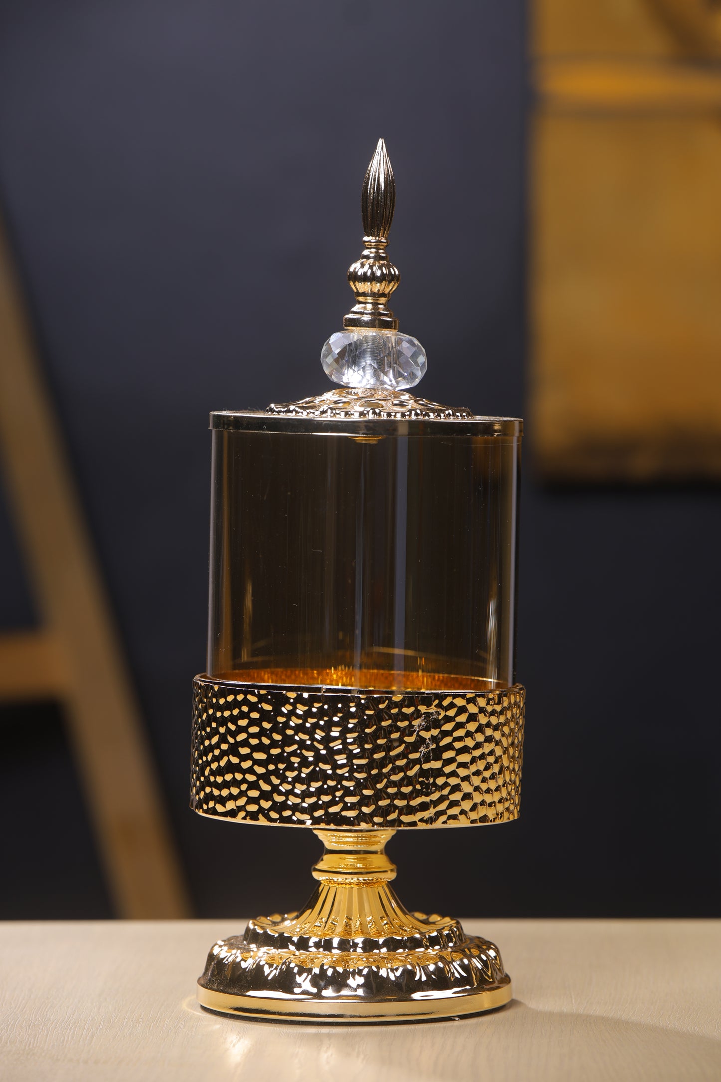 Elegant Golden Storage Jar