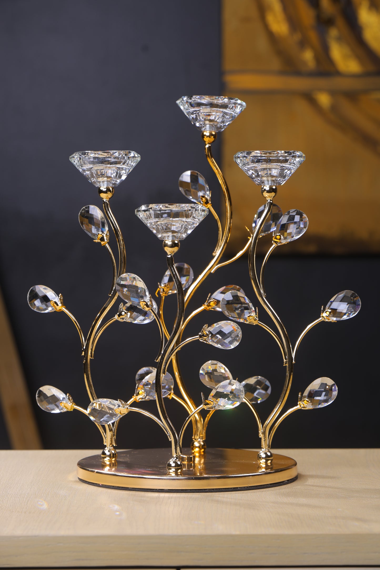 Golden Mirror Candle Holder for Dining Table Decor