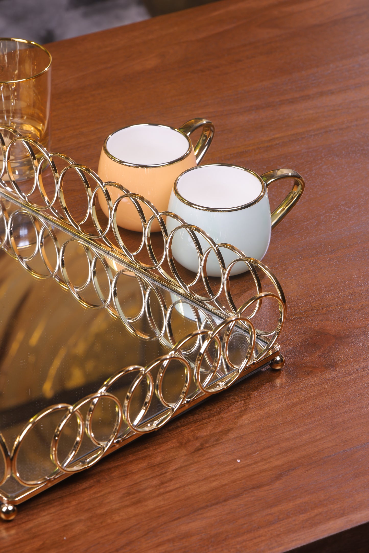 Decorative Gold Spiral Mirror Tray