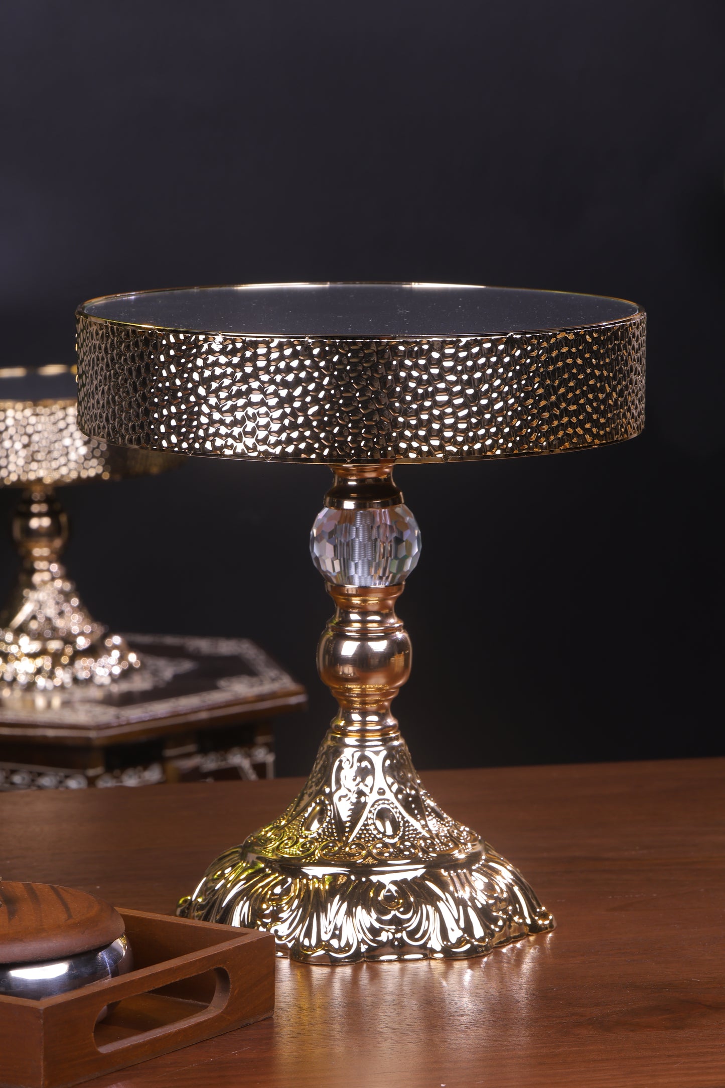 Glamorous Gold Mirror Cake Stand- Medium