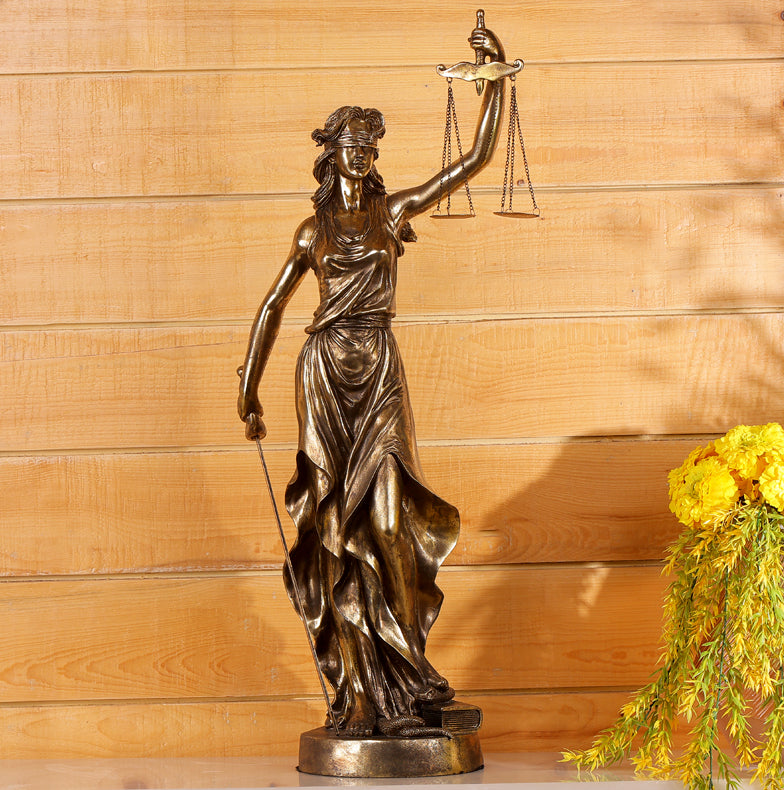 Lady of Justice Sculpture - Glossy Golden- Large