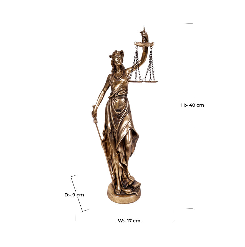 Lady of Justice Sculpture - Glossy Golden- Small