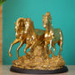 Glorious Three Horse Figurine - Antique Gold Finish