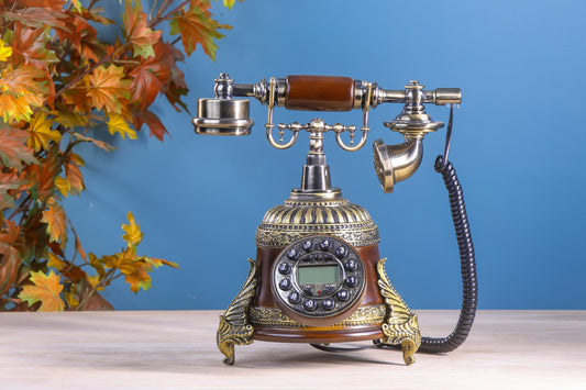 The Aviator Classic: Long Body Telephone with Brass Wings and Tactile Buttons