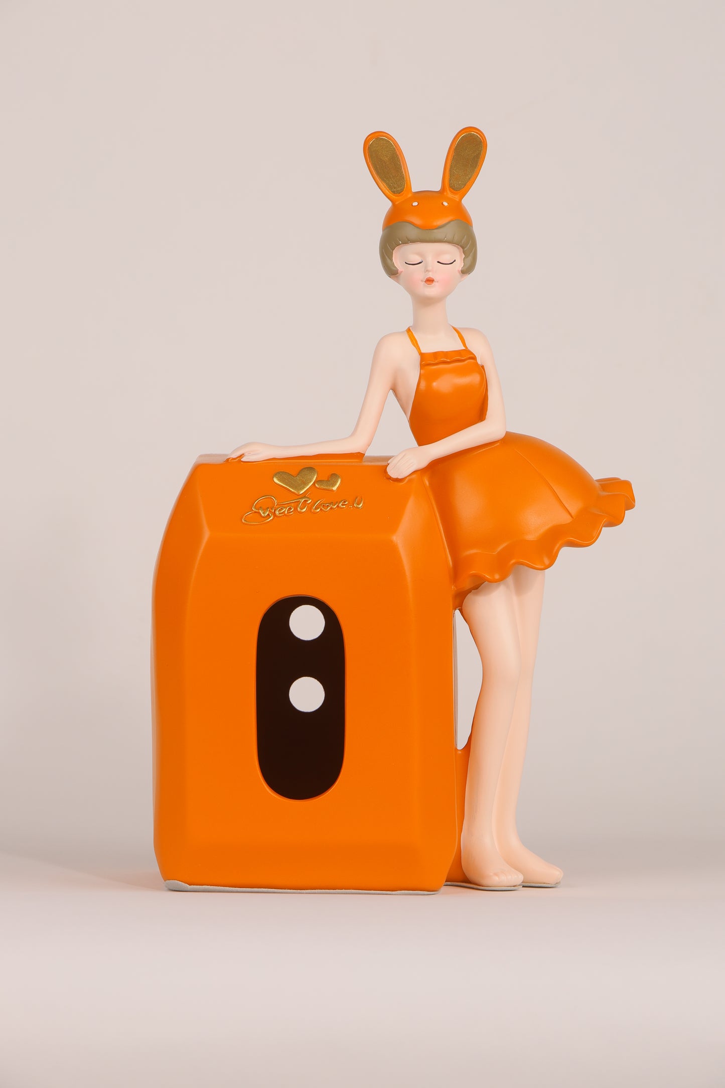 Standing Doll Tissue Box for Girls- Orange