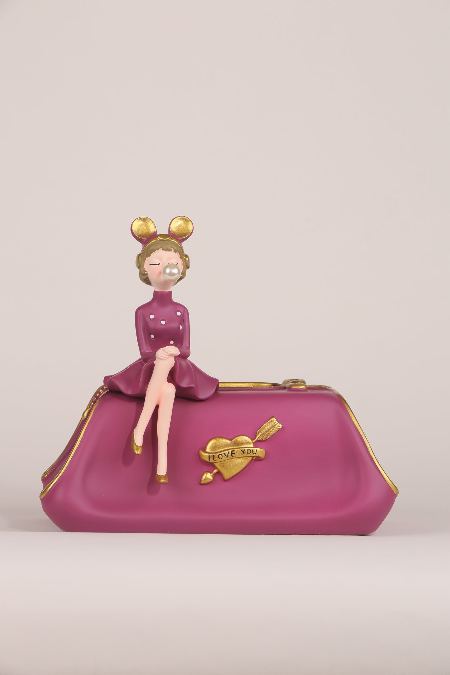 Sitting Doll Tissue Box for Girls- Pink