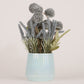 Artificial Chrysanthemum and Marigold Bunch- Blue Ceramic vase