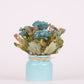 Artificial Pearl Dahlia Flower bunch, Ceramic vase Blue