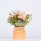 Artificial Pearl Dahlia Flower bunch, Ceramic vase Orange