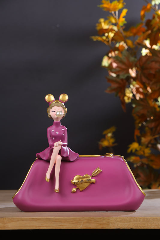 Sitting Doll Tissue Box for Girls- Pink