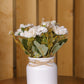 Artificial Pearl Dahlia Flower bunch, Ceramic vase White