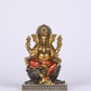 5" Ganesha sitting  Antique Finish golden red statue on golden pdestal | Ideal for temple or showpiece