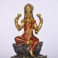 10" Laxmi Sitting Antique Finish golden red statue statue on lotus | Ideal for temple or showpiece