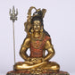 11" Shiva Samadhi Meditation statue with Trishul in Antique Finish golden red | Ideal for temple or showpiece