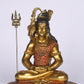 16" Shiva Samadhi Meditation statue with Trishul in  golden red Antique Finish| Ideal for temple or showpiece
