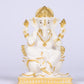 5" Ganesha sitting Marble statue on golden pdestal | Ideal for temple or showpiece