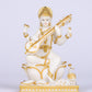 5" Saraswati Sitting Gold toned Marble statue on lotus with Veena | Ideal for temple or showpiece