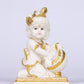 8" Baby Krishna - Cute Makhan chor Bal Gopal Marble statue with gold tone | Ideal for temple or showpiece
