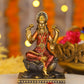 5" Laxmi Sitting Antique Finish golden red statue on lotus | Ideal for temple or showpiece