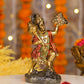6" Hanuman Pawansut Mahabali standing Antique Finish golden red statue statue with Parvat | Ideal for temple or showpiece