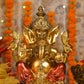 11" Ganesha sitting  Antique Finish golden red statue on golden pdestal | Ideal for temple or showpiece