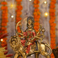 9" Maa Sherawali Jagdambe Durga Ji Antique Finish golden red statue| Ideal for temple or showpiece
