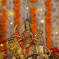 9" Maa Sherawali Jagdambe Durga Ji Antique Finish golden red statue| Ideal for temple or showpiece