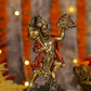 9" Hanuman Pawansut Mahabali standing Antique Finish golden red statue statue with Parvat | Ideal for temple or showpiece