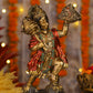 9" Hanuman Pawansut Mahabali standing Antique Finish golden red statue statue with Parvat | Ideal for temple or showpiece