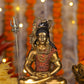 11" Shiva Samadhi Meditation statue with Trishul in Antique Finish golden red | Ideal for temple or showpiece