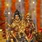 9" Shiva Parivaar sitting Antique Finish golden red statue - Shiva Prvati Gamesha and Kartikeya| Ideal for temple or showpiece