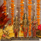 9" Ram Darbaar Antique Finish golden red statue - Shree Ram Ma Sita Laxman And Hanuman Darbar Idol for home temple