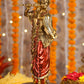 18" Standing Krishna with Bansuri - White Decorative Antique Finish golden red statue | Ideal for temple or showpiece