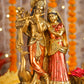 16" Radha Krishna with Bansuri standing Antique Finish statue Gold and red | Ideal for temple or showpiece