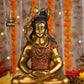 16" Shiva Samadhi Meditation statue with Trishul in  golden red Antique Finish| Ideal for temple or showpiece