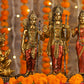 12" Ram Darbaar Antique Finish golden red statue - Shree Ram Ma Sita Laxman And Hanuman Darbar Idol for home temple