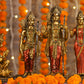 12" Ram Darbaar Antique Finish golden red statue - Shree Ram Ma Sita Laxman And Hanuman Darbar Idol for home temple