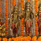 12" Ram Darbaar Antique Finish golden red statue - Shree Ram Ma Sita Laxman And Hanuman Darbar Idol for home temple