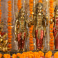 12" Ram Darbaar Antique Finish golden red statue - Shree Ram Ma Sita Laxman And Hanuman Darbar Idol for home temple