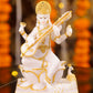 5" Saraswati Sitting Gold toned Marble statue on lotus with Veena | Ideal for temple or showpiece