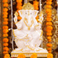10" Ganesha sitting Marble statue on golden pedestal | Ideal for temple or showpiece