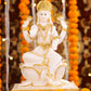 10" Laxmi Sitting Marble statue on lotus with gold tone | Ideal for temple or showpiece