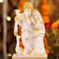 6" Radha Krishna with Bansuri standing white Marble statue Gold tone | Ideal for temple or showpiece