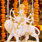 10" Maa Sherawali Jagdambe Durga Ji Marble statue with Gold tone| Ideal for temple or showpiece