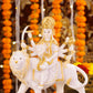 10" Maa Sherawali Jagdambe Durga Ji Marble statue with Gold tone| Ideal for temple or showpiece