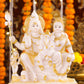 9" Shiva Parivaar sitting on Gold toned Marble statue - Shiva Prvati Gamesha and Kartikeya| Ideal for temple or showpiece