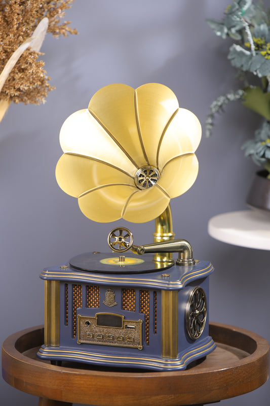RetroTone bluetooth Gramophone-Blue