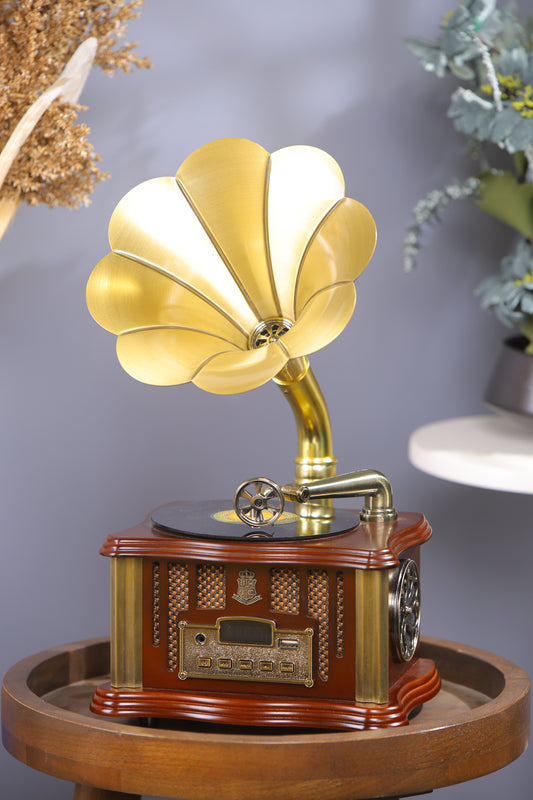 RetroTone bluetooth Gramophone-Brown